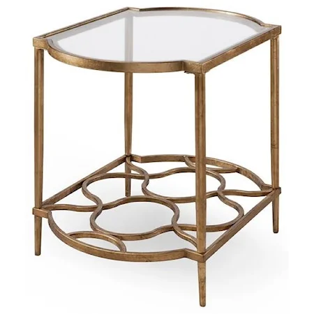 Metal End Table with Glass Top